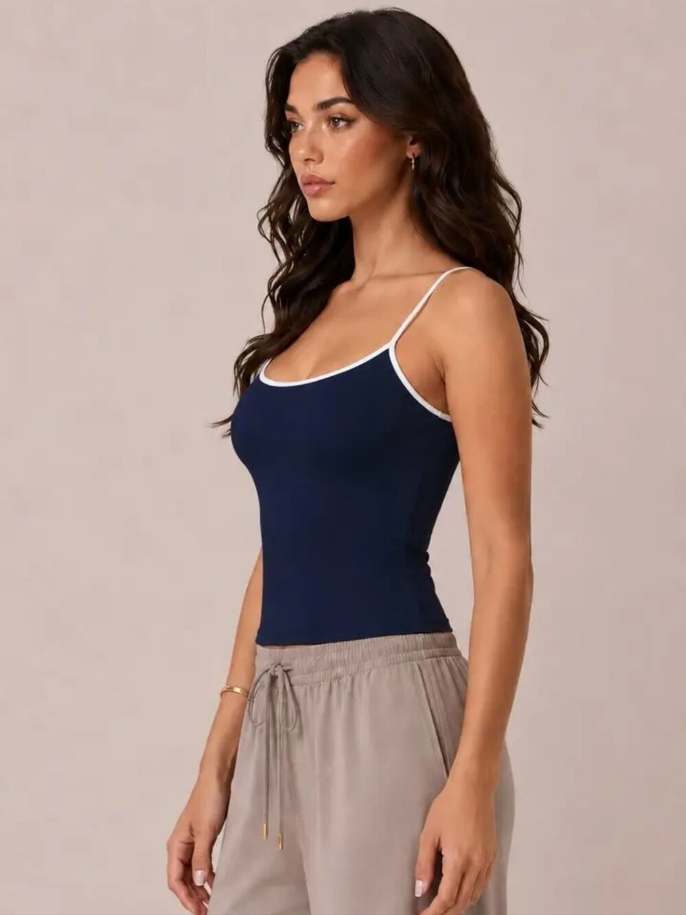 Heart & Hips Navy Tank with White Trim - Spaghetti Strap Cami